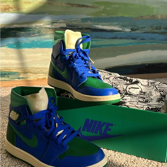 Nike Shoes - Nike Blue and Green High-Top Sneakers